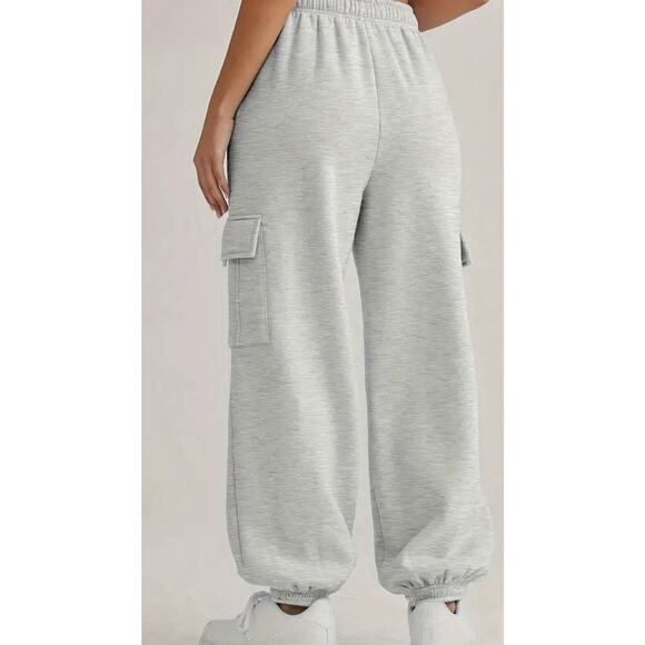 No Boundaries Sweatpants Cargo Womens Sz 3-5 Elastic Waist Soft Comfortable Gray - Picture 2 of 3